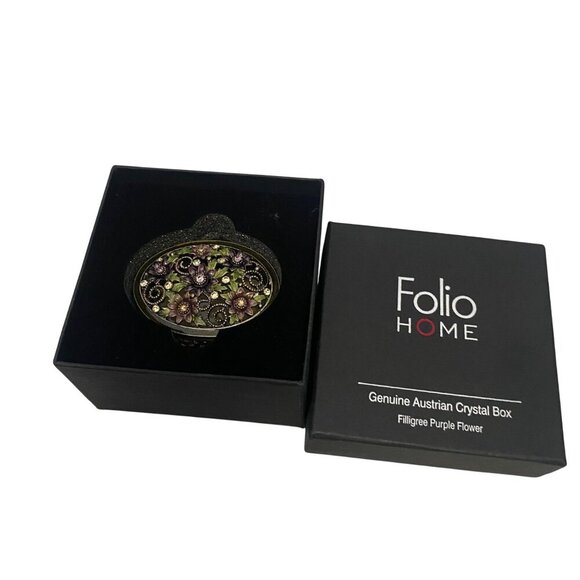 Folio Home Genuine Austrian Crystal Filligree Purple Flower Box NWT - Picture 12 of 13